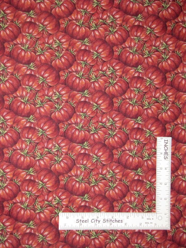 Granja Tomates Verduras Comida Cocina Algodón Tela Muelles CP61896 por Yarda Foto 1 de 1