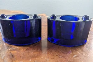 Vintage Cobalt Blue Glass Votive Candle Holders Set Of 2 - Picture 1 of 6
