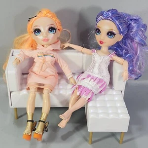 Rainbow High Doll Poppy Rowan Fantastic Fashion Violet Willow White Sofa Lot - Picture 1 of 19