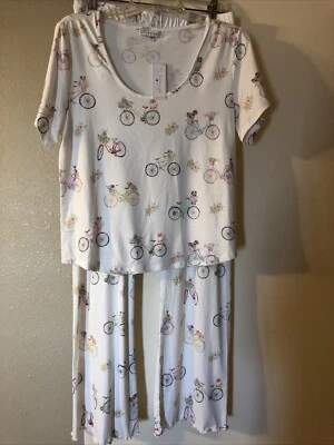 Nuevo con etiquetas P. J. Salvage Mujer L Marfil Elastizado Pijama con Bicicletas Foto 1 de 4
