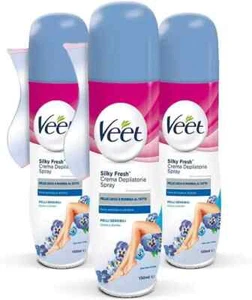 3x Veet Crema Depilatoria Spray Pelli Sensibili Corpo e Gambe da 750ml - Imagen 1 de 1
