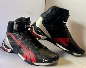 Difícil de encontrar zapatos de carreras Puma Kart Cat Hi II negros llama escarlata plateados kart talla 12 - Imagen 1 de 8
