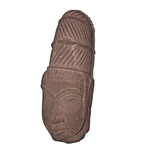 Antique Hand Carved Red Stone A Female Head Height: 9 3/8" - Picture 1 of 14