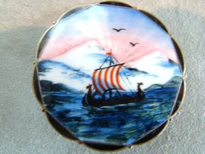 Norway OF Hjortdahl Midnight Sun Series Sterling Silver Guilloche Enamel Pin - Picture 1 of 7