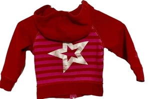 VTG American Girl Youth Full Zipper Hoodie Jacket Size 6 Pink Red Stripes Star - Picture 1 of 6