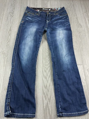 Pantalones de mezclilla para mujer Adiktd de pierna recta talla 10 bolsillos bordados azul talla 10 Foto 1 de 4