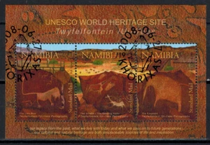 1 Briefmarkenblock Namibia Nr. 70 1285/1287 o Petroglyphen # 1438 - Foto 1 di 1