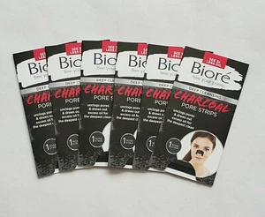 Bioré Deep Cleansing Charcoal Pore Strips, 1 Strip Each Travel Size, New! C8 - Picture 1 of 1