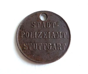Stuttgart STADT-POLIZEIAMT STUTTGART marca clave marca de perro alrededor de 1950 cobre - Imagen 1 de 3