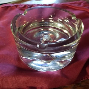 Mid Century Modern Heavy Glass Round Ashtray - Picture 1 of 8