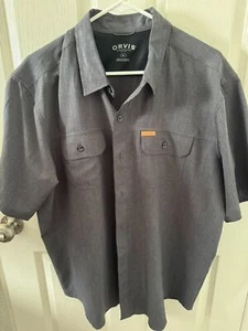Camicia Orvis Uomo Taglia XL Grigio Nero Pesca Manica Corta Tasche Outdoor - Foto 1 di 3