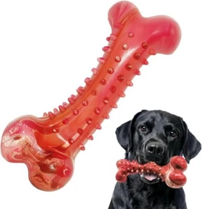 Tough Dog Chew Bone Beef Flavor 8" Aggressive Chewers Toy Rubber NEW - Picture 1 of 7