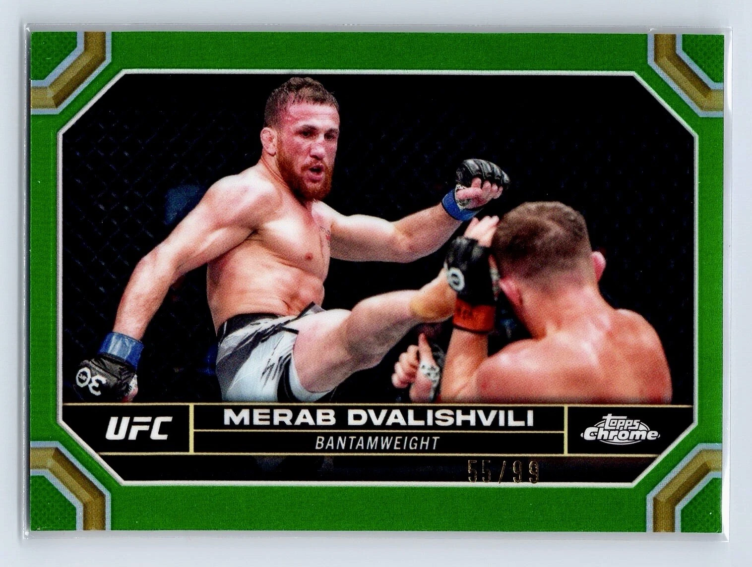 2024 Topps Chrome UFC #135 MERAB DVALISHVILI GREEN Refractor /99 MINT