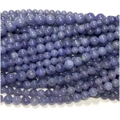 Veemake Natural Genuine Purple Blue Tanzanite Round Loose Jewelry Necklace Beads - Image 1 of 4