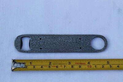 custom handmade Damascus steel raindrop pattern bottle opener - Image 1 of 4