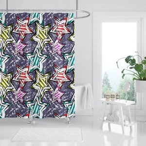 3D Farbige Sterne 78 Duschvorhang Wasserdicht Faser Bad Daheim Windows Toilette - Picture 1 of 3