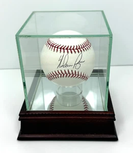 Nolan Ryan Autographed Baseball with glass & wood, mirrored bottom, display case - Picture 1 of 9
