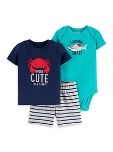 Child of Mine by Carter's Baby Boy Short Sleeve T-Shirt Bodysuit Shorts 3-Piece - Picture 1 of 2
