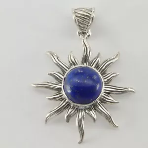 Colgante Lapislázuli Sol Azul Natural y Genuino - PLATA ESTERLINA 925 #51e - Imagen 1 de 4