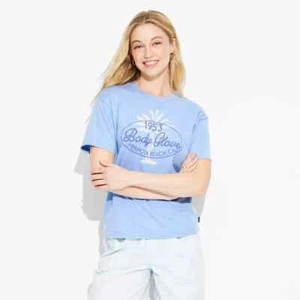 Women's Body Glove Hermosa Beach Oversized Short Sleeve Graphic T-Shirt - Blue S - Picture 1 of 1