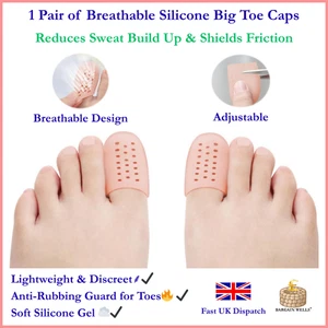 Breathable Big Toe Silicone Protector Pair Gel Cushion Bunion Relief Toe Pad UK - Picture 1 of 6
