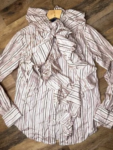 Ralph Lauren Women’s 100% Silk Blouse Pussy Bow, Button Down, Size 6 FLAWED - Picture 1 of 3