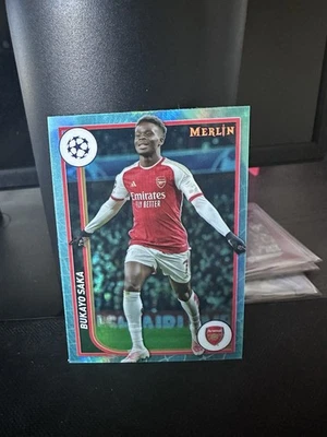 23-24 Topps Merlin Uefa Club Competitions - Bukayo Saka #11 Aqua Prism Refractor - Image 1 of 2
