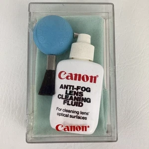 Canon Anti Fog Lens Cleaning Kit Solution Cloth Brush Tissues Case Vintage 80s - Picture 1 of 7