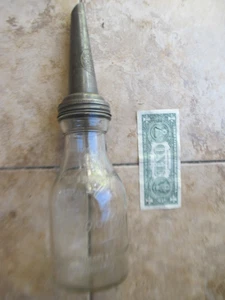 Botella de aceite de vidrio para automóvil Brookins 1926 rara, Cincinnati, lubricación mecánica - Imagen 1 de 8