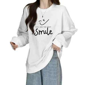 Women Velvet Thickened Sweatshirt Printed Long Sleeve Casual Top for Daily Wear - Picture 1 of 6