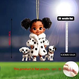 Süßes schwarzes Mädchen/Dalmatiner Mantel und 2 Welpen 2D Acryl hängende Anhänger für Auto - Bild 1 von 37