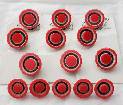 14 NEW Vintage BULLSEYE 3D Plastic Buttons METAL Shank Boutique by LANSING - Image 1 of 4