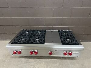 Wolf 48" Range Top  - RT486G  - 6 Burners + Griddle Stainless Steel