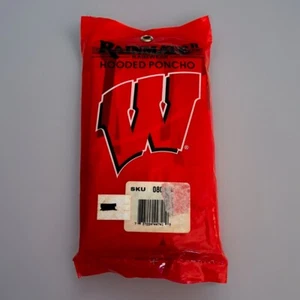 Wisconsin Badgers RAINMATE II Rainwear Hooded Poncho ~ New - Picture 1 of 3