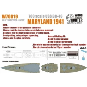 Hunter W70019 1/700 Wood Deck USS BB-46 MARYLAND 1941 FOR TRUMPETER 05769 - Picture 1 of 3