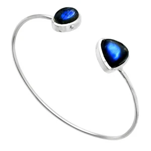 Blue Fire Labradorite 925 Sterling Silver Cuff Bangle Bracelet Jewelry B-1004 - Picture 1 of 5