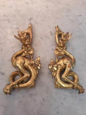 Coppia fregi legno a forma di drago epoca fine 800' - Immagine 1 di 4