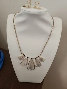 Kendra Scott Rhyan Silver tone Ivory Mother Of Pearl Necklace With Earrings - Picture 1 of 8