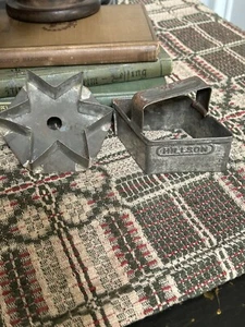 Antik Blech Set 2 Keks Keksausstecher Primitiv Vintage Country - Bild 1 von 8