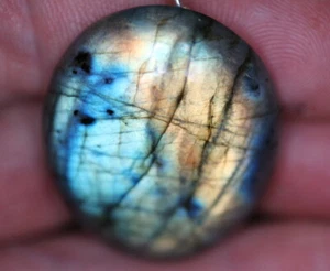 GOLDJUNGE69 GJA DAMEN ANHÄNGER * LABRADORIT AA OVAL 65ct * ++SPECTRO++ 925 SiLBE - Bild 1 von 6