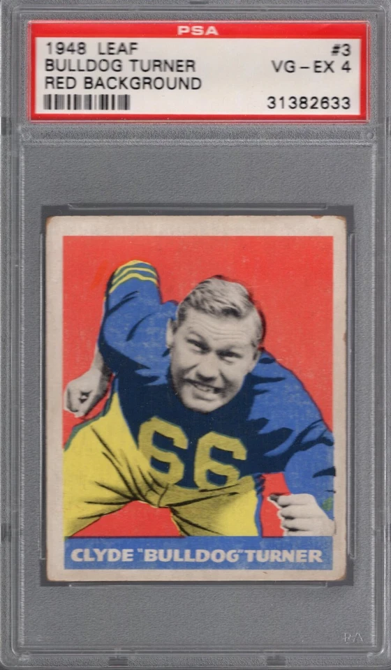 1948 Leaf #3 CLYDE BULLDOG TURNER (HOF) PSA 4 VG/EX Chicago BEARS RED Backgr - Image 1 of 1