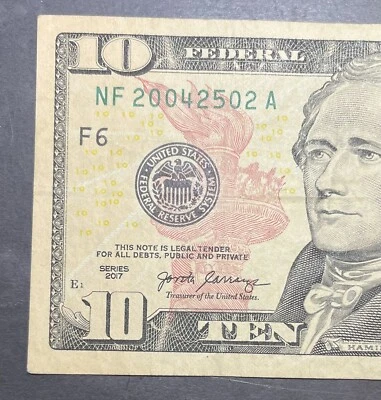 Feb 25th 2004: NF 2004 25 02 A BIRTHDAY $10 Ten Dollar Bill Fancy Serial Number - Image 1 of 3