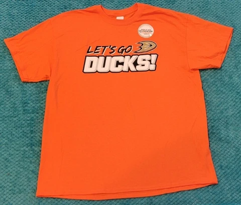 ANAHEIM DUCKS T SHIRT LARGE ORANGE LET'S GO DUCKS NEW L NHL GILDEN TEE NWT Cover