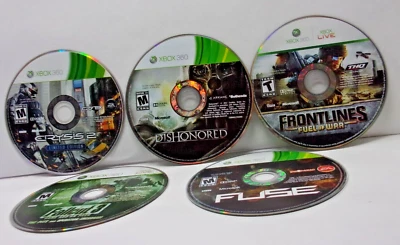 XBox 360 Lot Of 5 Video Games Crysis 2, Frontlines Fuel Of War, Dishonored, Fuse - Image 1 of 4