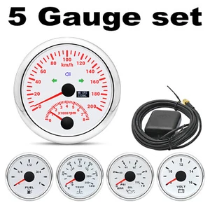 5 Gauge Set 85mm GPS Speedometer 200km/h Tacho Waterproof for Marine Boat Car AU - Picture 1 of 18