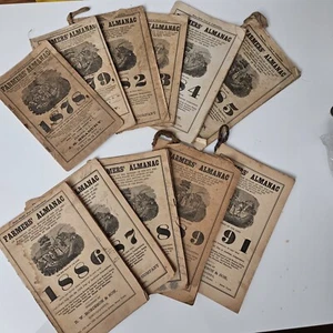 FARMERS ALMANAC 1876-1891 LOT OF 11 HAND-STITCHED EDITIONS RARE - Picture 1 of 6