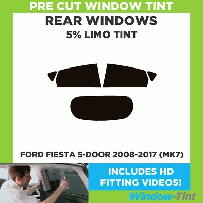 Pre Cut Window Tint for Ford Fiesta 5-door 2008-17 (MK7) 5% Limo Black Rear Film - Image 1 of 4