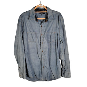 Cooper Jones Supply Blue Lightweight Corduroy Button Front Shirt Men Size L
