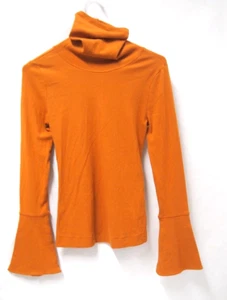 Top donna Intimately Free People arancione-giallo Sydney manica a campana collo tartaruga XS - Foto 1 di 6