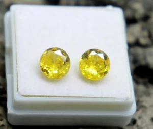 Certified Sapphire Yellow Unheated Untreated Sapphire 6mm Pair Of Mined Sapphire - Picture 1 of 9